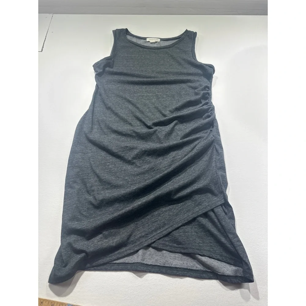 Treasure & Bond Gray Ruched Side Sleeveless Sheath Dress XL Heathered Knit